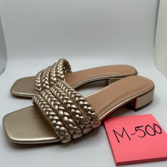 CUSHIONAIRE Women's braided low block heel sandal +Memory Foam 7.5 GOLD - Picture 3 of 7